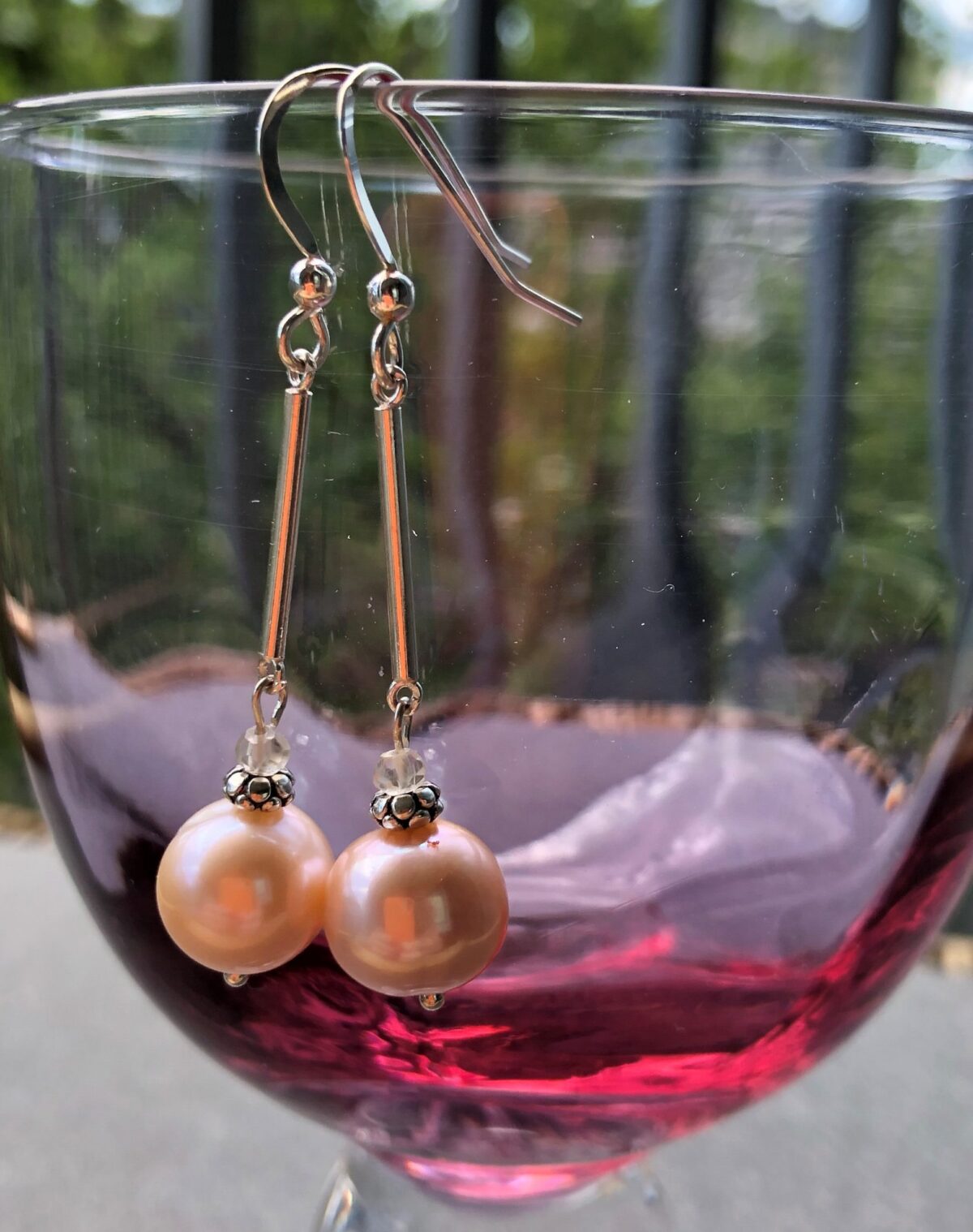 Peace Within jewelry pink pearl sterling dangle earring