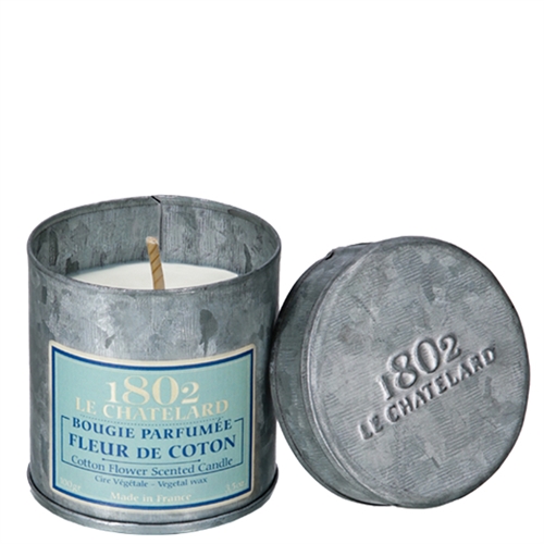 le Chatelard cotton flower scented candle in tin France