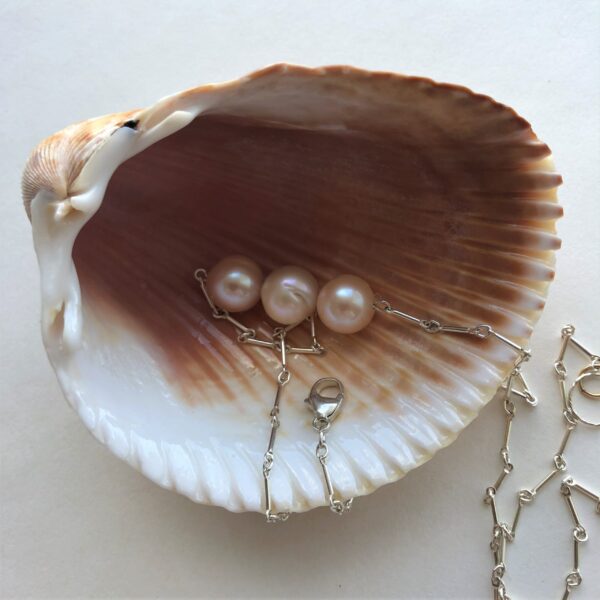 Pearl sterling silver necklace Peace Within