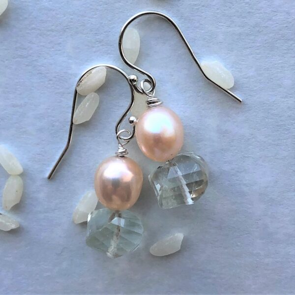 green amethyst pearl earring Peace Within