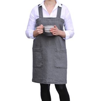 Linen Casa black linen apron