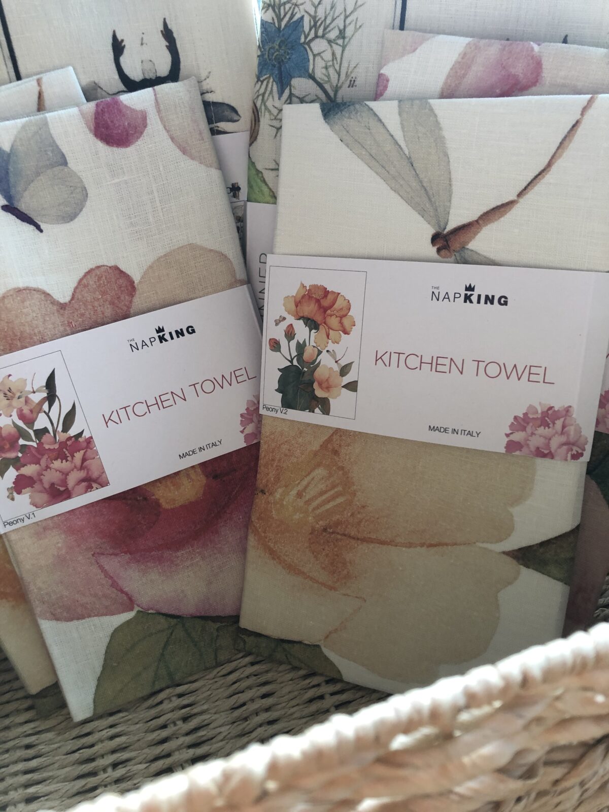 NapKing Linen Kitchen Towel PEONY Orange