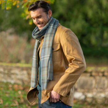 LOCHCARRON Alba Merino Wool Scarf CHISHOLM HUNTING BLUE