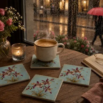 Art By Tamri Ceramic Coasters - Set of Four -19th-Century Botanical