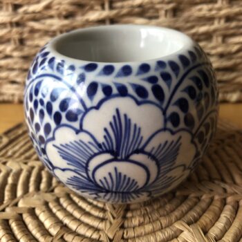 Ten Thousand Villages Vietnamese Folk Art Tealight Holder - BLUE C
