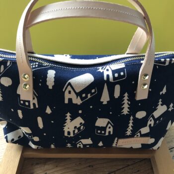 Erin Flett Satchel Winter Village BLUE - 14-Inch Size