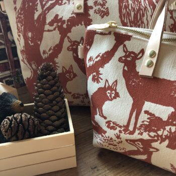 Erin Flett Satchel Woodland Critters RED - 17.5-Inch Size