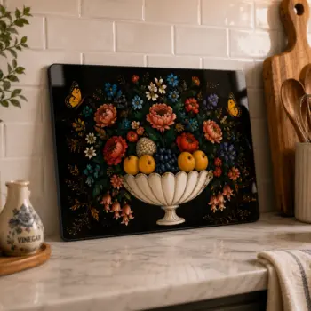 Art By Tamri Glass Serving Tray-Trivet - Baroque Fruit Bowl
