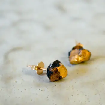 Reiko Yamamoto Ceramic Gold Ore Earrings