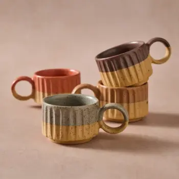 Ten Thousand Villages - Espresso Cups in Earth Tone Colors - Set of Four