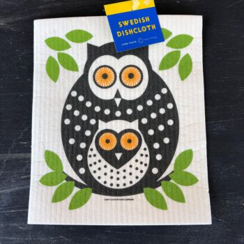Mama and Baby Owl Swedish Dishcloth